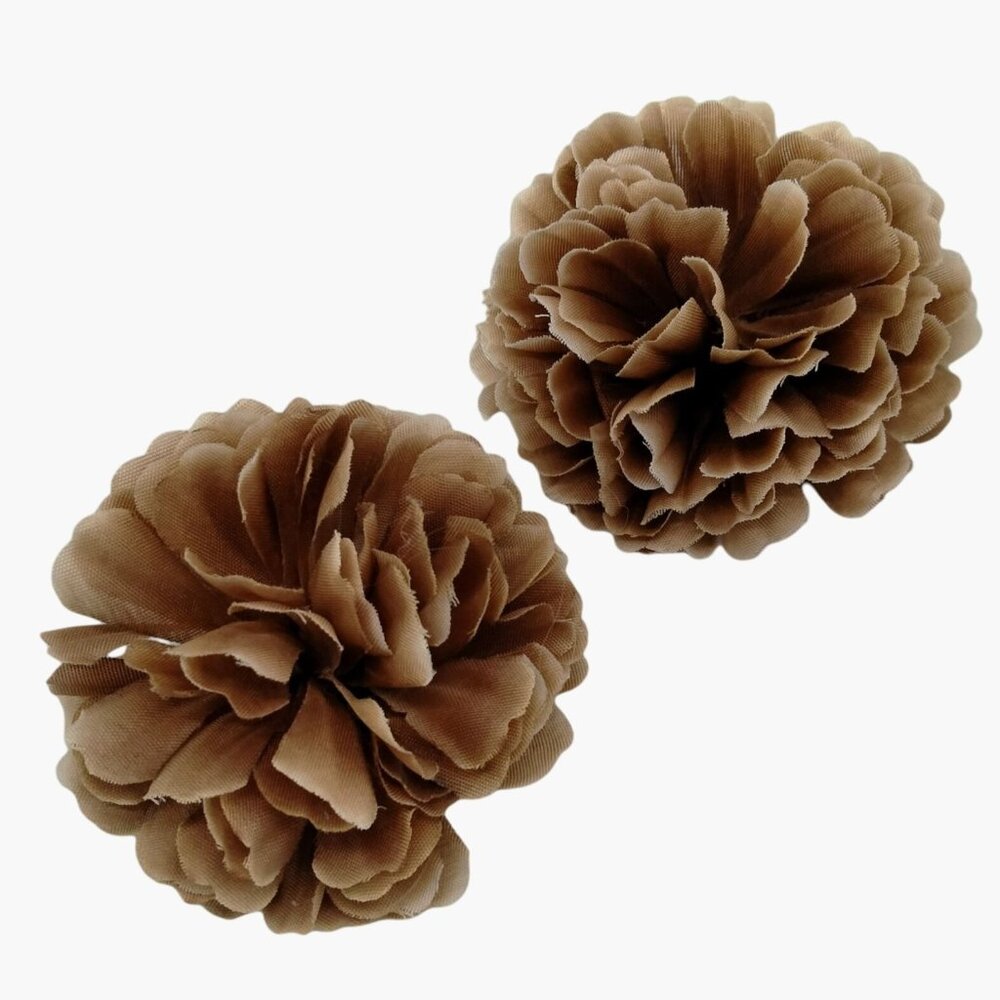 Brown Fabric flower Hair Clips Brooch  Boutonniere Lapel Pin Corsage  lot 2